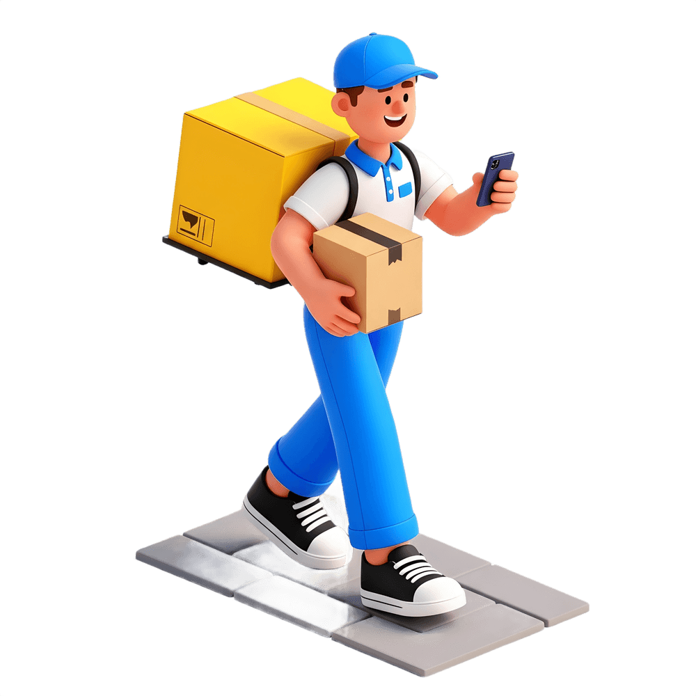 Delivery person using PostieMate app
